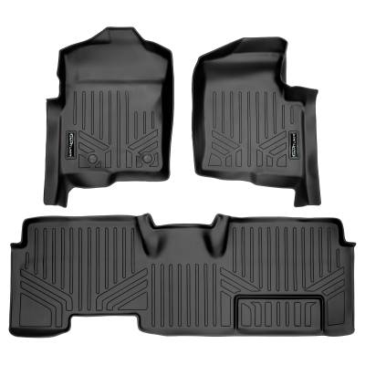 SMARTLINER - SMARTLINER SA0094/B0027 Front/Rear BLACK Floor Liners for Ford F150 Ext