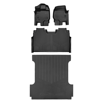 SMARTLINER - SMARTLINER SA0167/B0167/J0167 Front/Rear Black Floor Liners for Ford F150 Crew