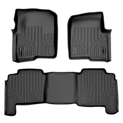 SMARTLINER - SMARTLINER SA0175/B0175 Front/Rear BLACK Floor Liners Ford F150 Crew
