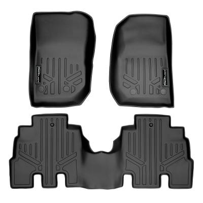 SMARTLINER - SMARTLINER SA0194/B0194 Front/Rear BLACK Floor Liners for Jeep Wrangler JK 4DR