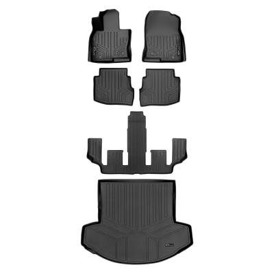 SMARTLINER - SMARTLINER Black 3-Row Floor Mats +Behind 2nd Row Cargo Liners 20-23 Mazda CX-9