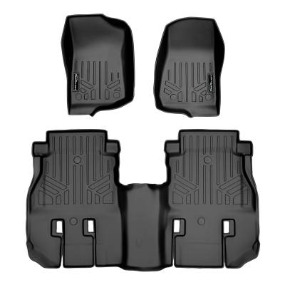 SMARTLINER - SMARTLINER SA0316/B0316 Front/Rear BLACK Floor Liners for 18+ Jeep Wrangler 4DR