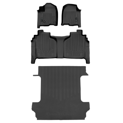 SMARTLINER - SMARTLINER Front/Rear Floor Liners w/BedLiner Black Silverado/Sierra Crew