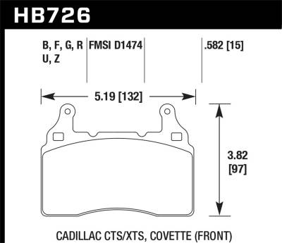 Hawk Performance - Hawk Performance HB726G.582 DTC-60 Disc Brake Pad for Camaro/Corvette S SS
