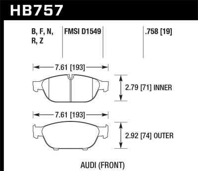 Hawk Performance - Hawk Performance HB757Z.758 Performance Ceramic Disc Brake Pad