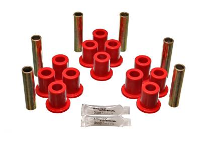 Energy Suspension - Energy Suspension 4.2118R Front Leaf Spring Bushing Set Red 65-78 Ford F250