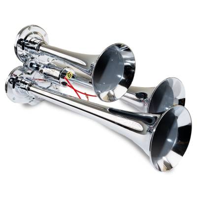 Kleinn Automotive Accessories - Kleinn Automotive 130 Chrome Triple Air Horns 307 Air Solenoid w/1/4" OD Airline