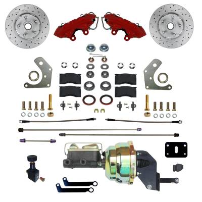 Leed Brakes - Leed Brakes RFC2002-8405X Power Front Kit w/Drilled Rotors/Red Powder Coated