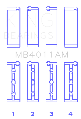 King Engine Bearings - King Bearings MB4011AM0.25 Main Bearing Set for Toyota 1MZFE