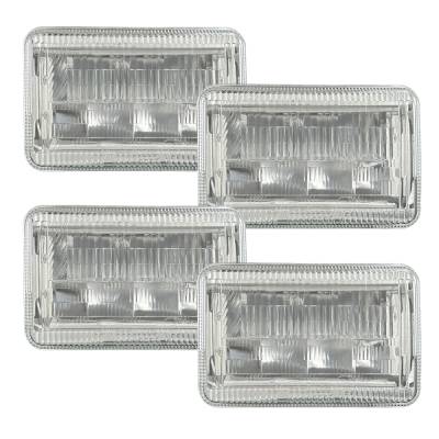 Quake LED - Quake LED QCT1286 Classic Tech 4x6" Glass Lens LED Headlight RGB Accent 4Pc Set