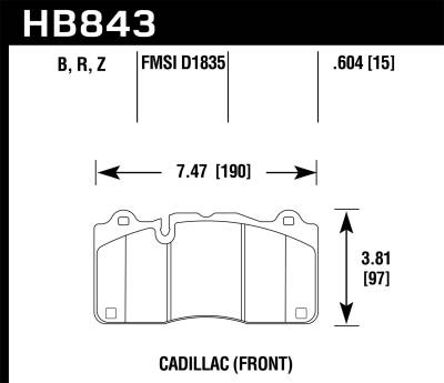 Hawk Performance - Hawk Performance HB843B.604 HPS 5.0 Disc Brake Pad for 16 CTS
