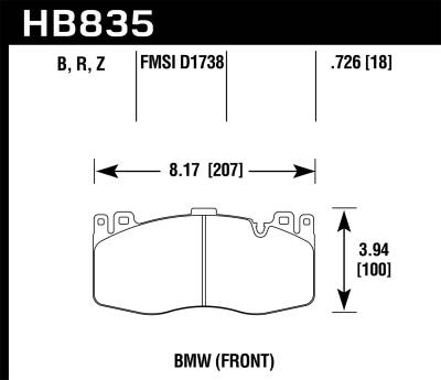 Hawk Performance - Hawk Performance HB835B.726 HPS 5.0 Disc Brake Pad for M6 Gran Coupe X5/X6