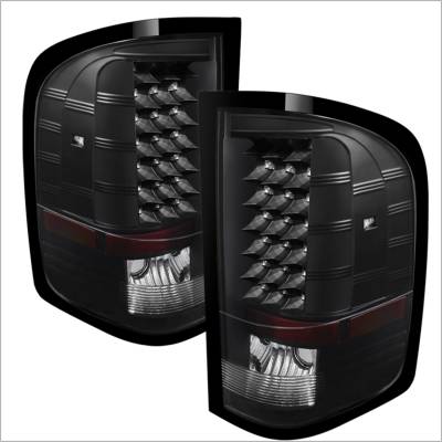 Spyder Auto - xTune Auto 5073716 Black/Clear LED Taillights for Sierra/Silverado 1500/3500