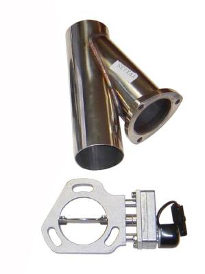 Pypes Performance Exhaust - Pypes HVE11K 2.5" S.S. Y Exhaust Electric Dump Cutout Natural Aluminum Universal