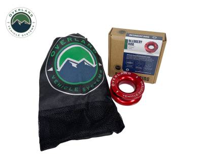 Overland Vehicle Systems - Overland Vehicle Systems 19240005 Red 2.5" 10K Recovery Ring w/Storage Bag