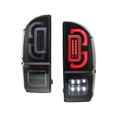 Winjet - Winjet CTRNG0685-BS-SQ Black Smoke LED Taillights for 16-21 Toyota Tacoma V2