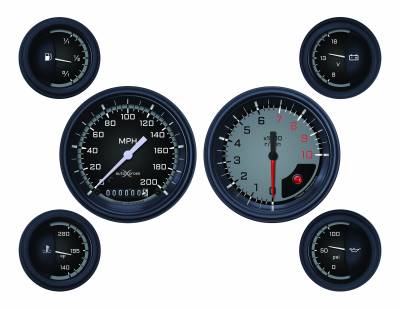 Classic Instruments - Classic Instruments AX01GBLF AutoCross Gray 6 Gauge Set Speedo Tach Fuel Oil