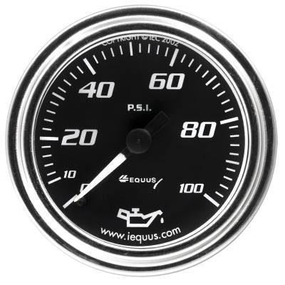 Equus - Equus E7244 Gauge Kit Oil Pressure 2" 0-100PSI 270 Sweep Mech Chrome 7000