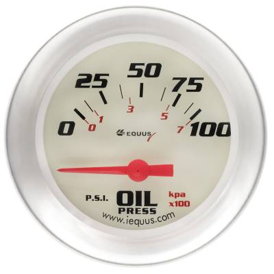 Equus - Equus E8464 Gauge Oil Press 2-5/8" 0-100 PSI 90 Sweep Elec White 8000