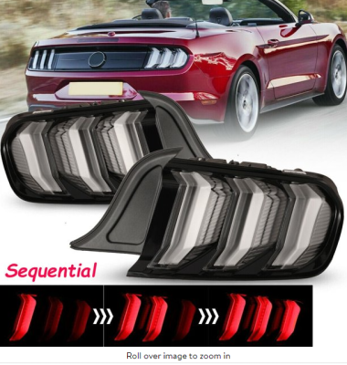 Winjet - Winjet CTRNG0680-GBC Gloss Black/Clear LED Taillights for 18-21 Ford Mustang