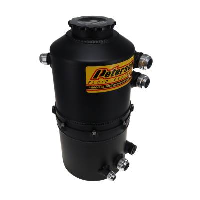 Peterson Fluid - Peterson Fluid 08-0786-BLK 2.3 Gallon 7" Drag Oil Tank Dual -16AN Return Black