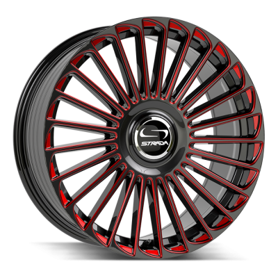 Strada - Strada Wheels SF6829050130GBMLR MARTELLO 22x9 5x4.5/120 30mm Black/Red Milled