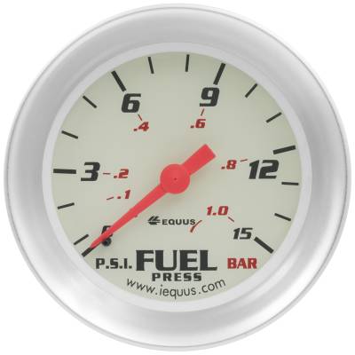 Equus - Equus E8434 Gauge Fuel Pressure 2-5/8" 0-15 PSI 270 Sweep Mech White