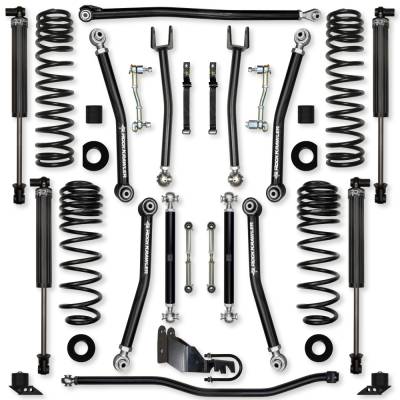 Rock Krawler - Rock Krawler JL25XF-4S1 2.5" X-Factor Mid-Arm Lift Kit w/IFP for 18+ JL 4DR Gas