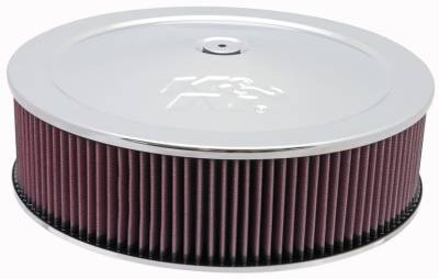 K&N - K&N 60-1260 Round Air Filter Assembly 14" 5-1/8" Inlet Chrome