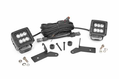 Rough Country Suspension Systems - Rough Country 70052 A-Pillar 2" LED Ditch Light Kit-Spot for 18-26 Jeep JL/JT