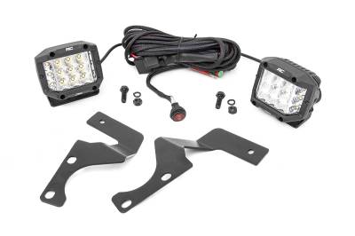 Rough Country Suspension Systems - Rough Country 70793 A-Pillar 3" LED Ditch Light Kit-Flood for 10-24 4Runner