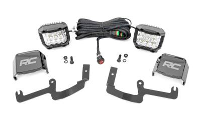 Rough Country Suspension Systems - Rough Country 70845 A-Pillar 3" Ditch Light Kit Flood for 19-26 Silverado 1500