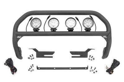 Rough Country Suspension Systems - Rough Country 51049 4" Black Front Bumper Nudge Bar w/LED for 21-26 Ford Bronco