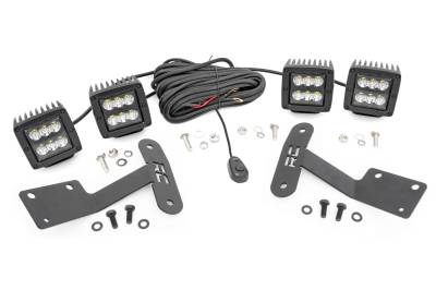 Rough Country Suspension Systems - Rough Country 70835 A-Pillar 2" LED Ditch Light Kit-Spot for 14-21 Toyota Tundra