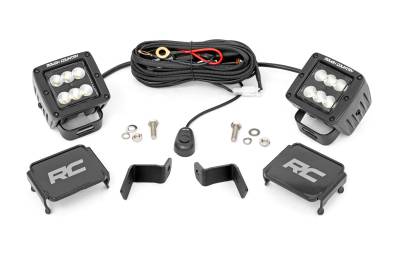 Rough Country Suspension Systems - Rough Country 71029 A-Pillar 2" LED Ditch Light Kit-Flood for 15-26 Ford F150