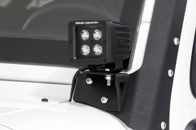Rough Country Suspension Systems - Rough Country Lower Windshield Light Mounts Black for Jeep Wrangler JK 70044