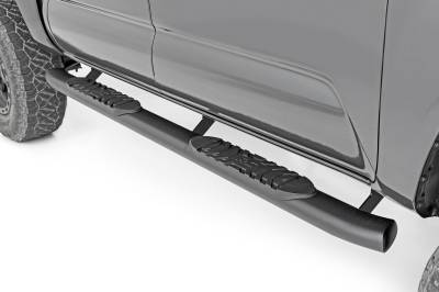 Rough Country Suspension Systems - Rough Country 4.5" Oval Tube Nerf Steps Black for 05-23 Tacoma Double 21008