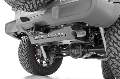 Rough Country Suspension Systems - Rough Country 10599 Muffler Skid Plate Black for 18-26 Jeep Wrangler JL 4WD