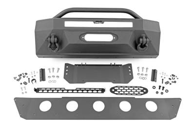 Rough Country Suspension Systems - Rough Country 10743A Hybrid Front Winch Bumper Black for 14-24 Toyota 4Runner