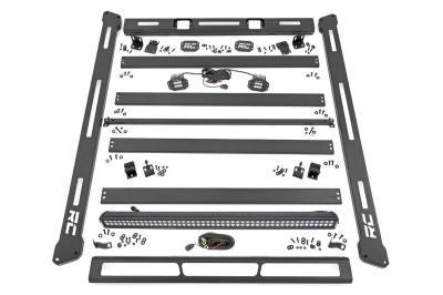 Rough Country Suspension Systems - Rough Country 10622 Hard Top Roof Rack w/LEDs Black for 18-25 Jeep Wrangler JL