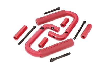 Rough Country Suspension Systems - Rough Country 6501RED Front Steel Grab Handles Red for 07-18 Jeep Wrangler JK