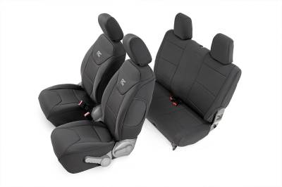 Rough Country Suspension Systems - Rough Country 91005 Front/Rear Seat Covers Black for 07-10 Wrangler JK 2DR