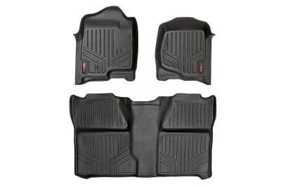 Rough Country Suspension Systems - Rough Country Fr/Rr Floor Liners Black 07-13 Silverado/Sierra Crew M-20713