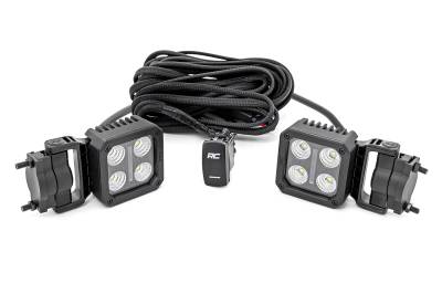 Rough Country Suspension Systems - Rough Country 70802 Black Series 2" Swivel Mount LED Light Pods-Flood Pair