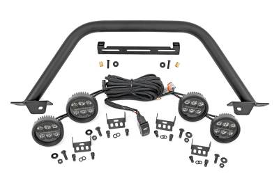 Rough Country Suspension Systems - Rough Country 51112 3.5" Black Front Bumper Safari Bar w/LED for 21-26 Bronco