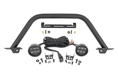 Rough Country Suspension Systems - Rough Country 51111 3.5" Black Front Bumper Safari Bar w/LED for 21-26 Bronco