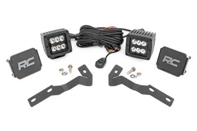 Rough Country Suspension Systems - Rough Country 71080 A-Pillar 2" LED Ditch Light Kit-Spot for 16-23 Toyota Tacoma