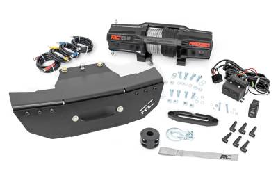 Rough Country Suspension Systems - Rough Country 93157 Front Winch Mount w/Winch Black for Polaris RZR Turbo S4