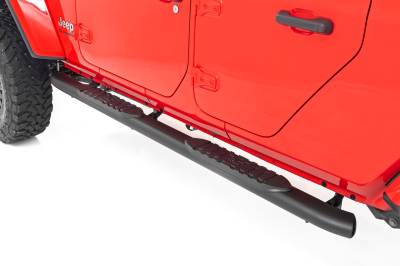 Rough Country Suspension Systems - Rough Country 4.5" Oval Tube Nerf Steps Black for 20-24 Gladiator JT 21015
