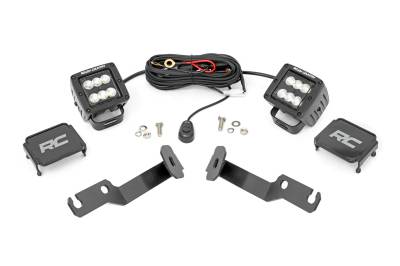 Rough Country Suspension Systems - Rough Country 71088 A-Pillar 2" LED Ditch Light Kit-Flood for 05-15 Tacoma